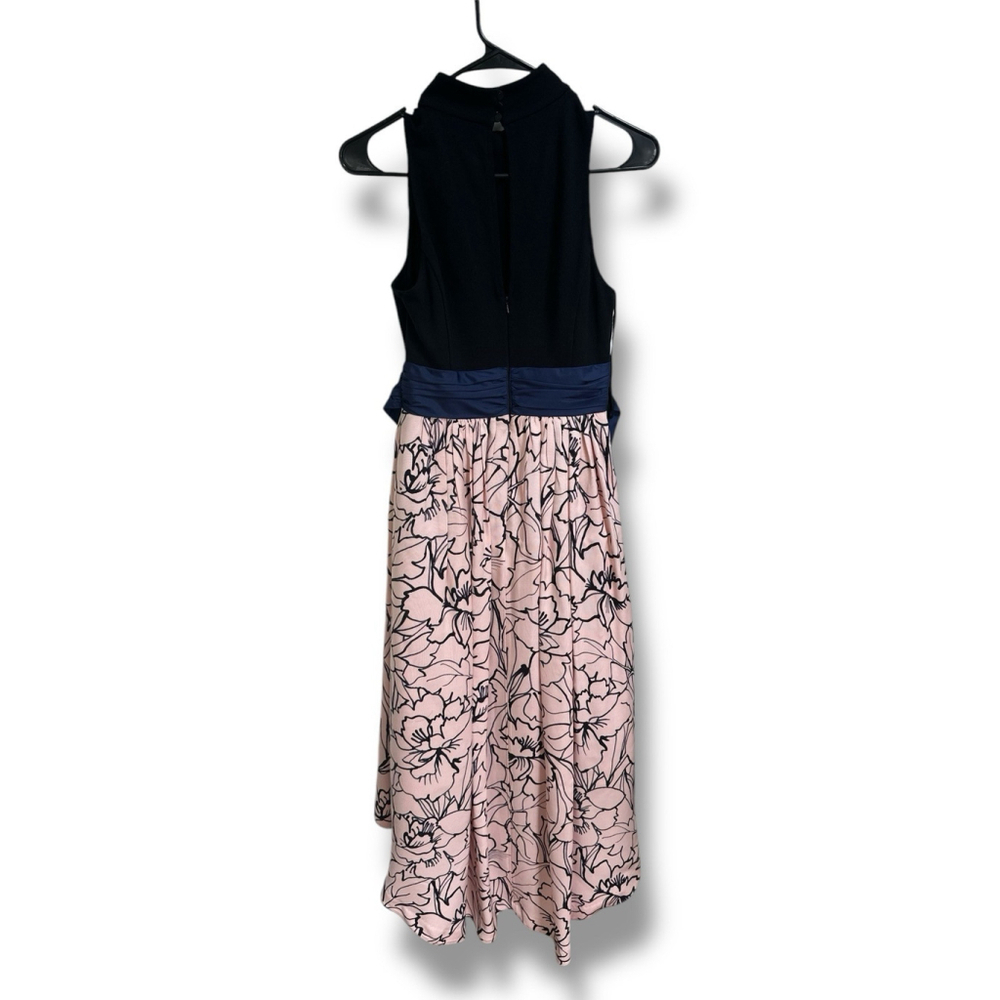 Moulinette Soeurs Dress Sumi Hi Low Black Pink Waist Tie Bow Anthropologie Siz 4 - Picture 4 of 9